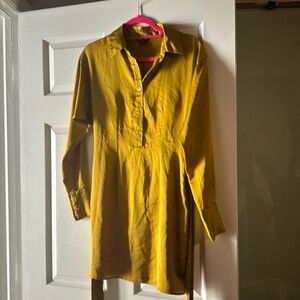 Mustard Yellow Long Sleeve Shirt Dress